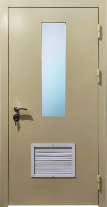 Металлическая дверь со стеклом и вентиляцией